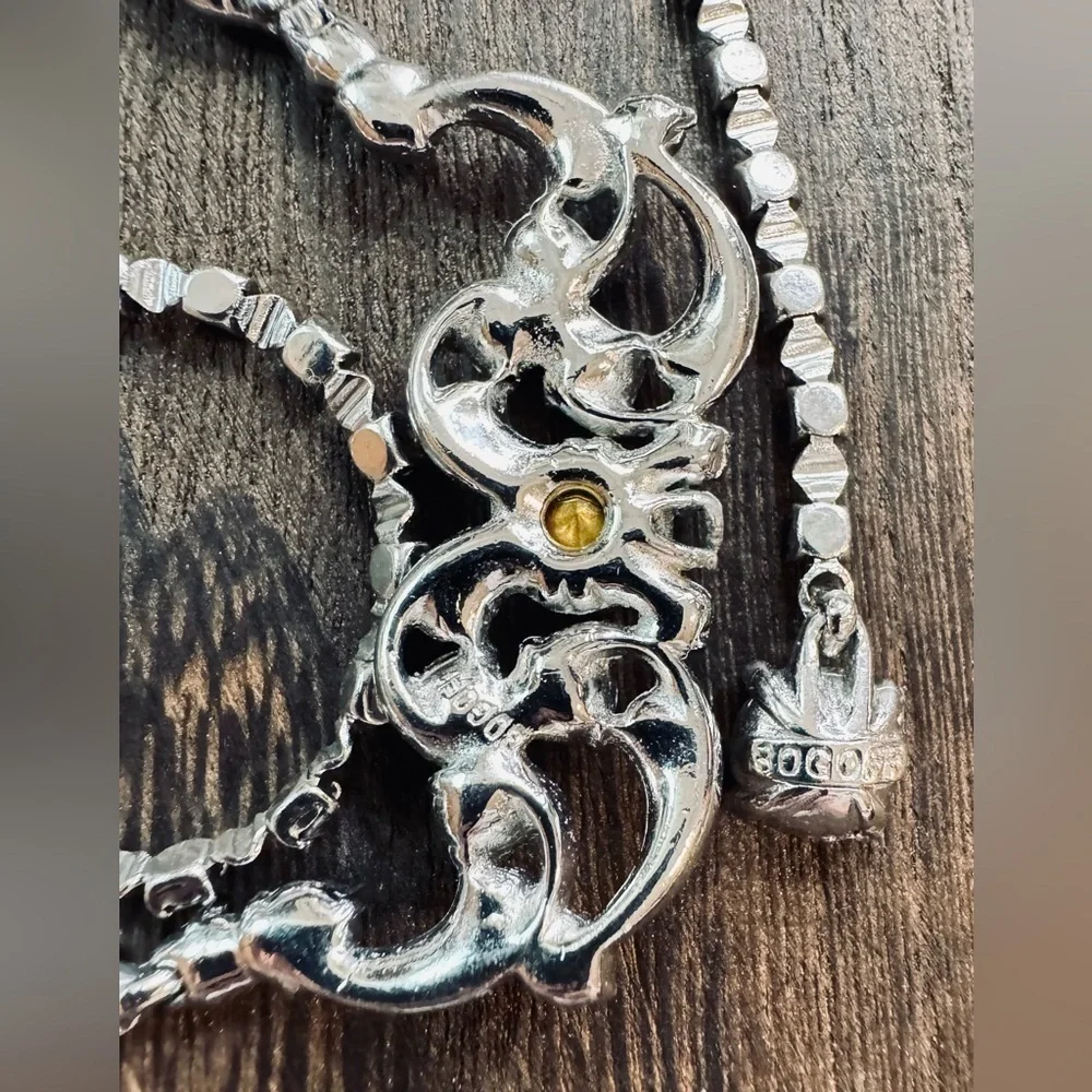 Elegant Vintage Bogoff Rhinestone Necklace (17”)